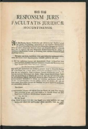 Responsum Iuris Facultatis Iuridicae Moguntinensis.