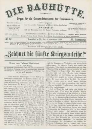 No. 37. Frankfurt a. M., den 9. September 1916. 59. Jahrgang.