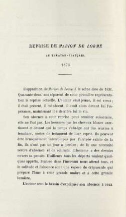 Reprise de Marion de Lorme au Théatre-Francais. 1873