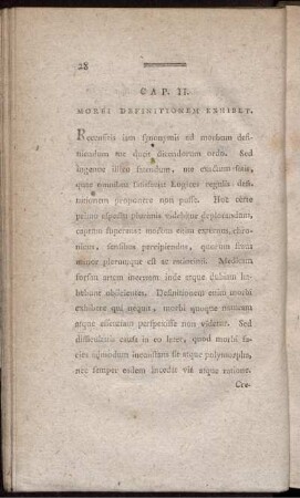 Cap. II. Morbi definitionem exhibet.