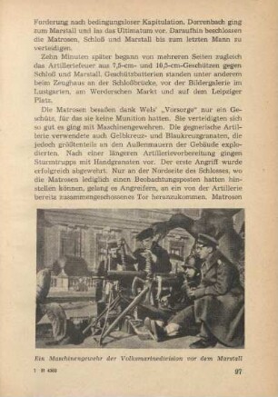 Ein Maschinengewehr der Volksmarinedivision vor dem Marstall