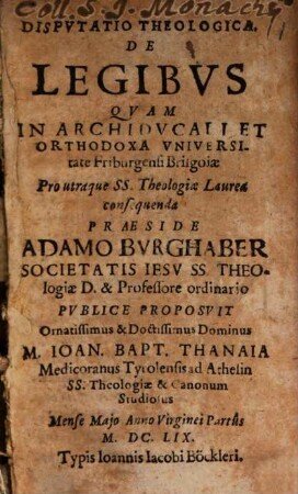 Disp. theol. de legibus