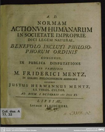 Normam Actionum Humanarum In Societate Improprie Dici Legem Naturae ...
