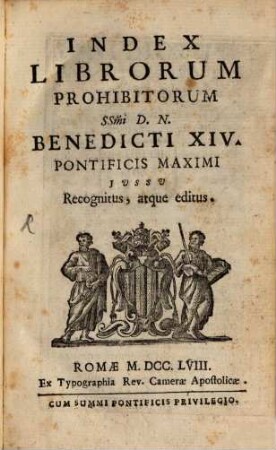 Index Librorum prohibitorum : iussu Benedicti XIV. editus