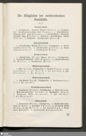 Die Mitglieder der vorbereitenden Ausschüsse