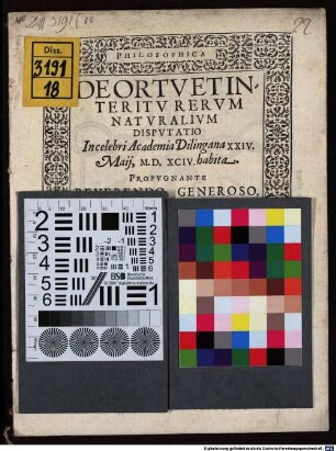 Philosophica de ortu et interitu rerum naturalium disputatio