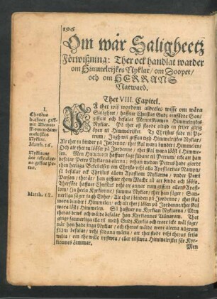 Om war Saligheetz Förwißning ... Thet VIII. Capitel.