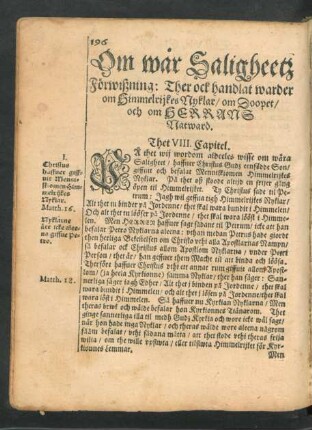 Om war Saligheetz Förwißning ... Thet VIII. Capitel.