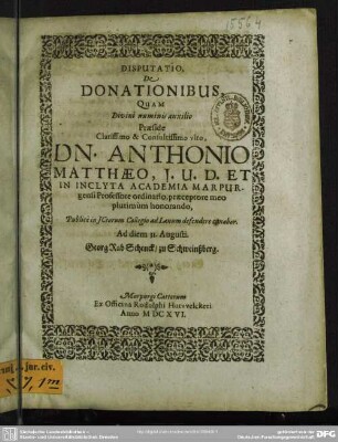 Disputatio de donationibus