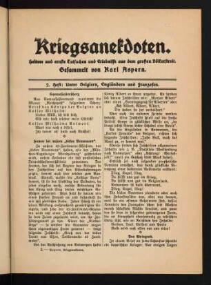 17-32, 2. Heft: Unter Belgiern, Engländern und Franzosen.