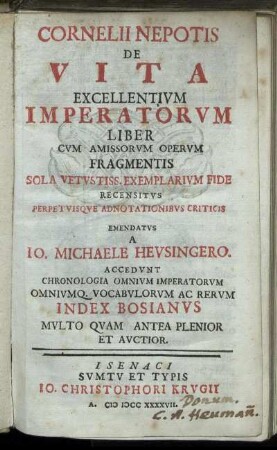 Cornelii Nepotis De Vita Excellentium Imperatorum Liber