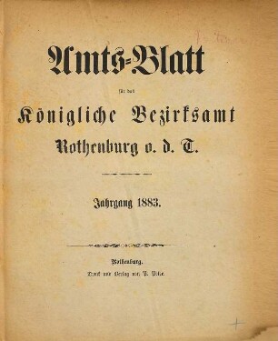Amts- und Anzeigenblatt für das Königliche Bezirksamt Rothenburg o.T.. 1883