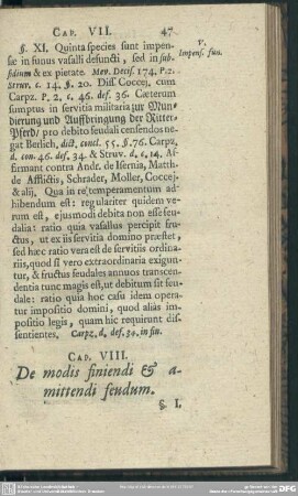 Cap. VIII. De modis finiendi & amittendi feudum