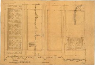 Fischer, Theodor; Worms; Cornelianum - Saal (Deckenabwicklung m. Schnitt)