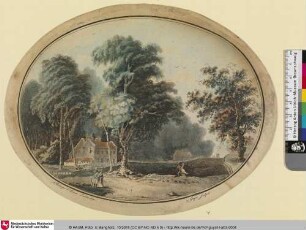 [A View of the Poudre Magasin in Hyde Park; Vue du Magasin a Poudre en Haut Parc (?); Landhaus umgeben von Wald]