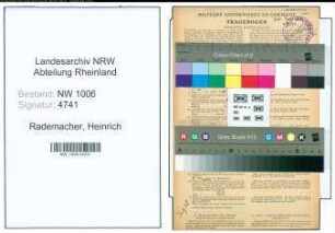 Entnazifizierung Heinrich Rademacher , geb. 11.11.1888 (Landwirt)