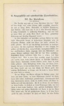 III. Geographische und naturkundliche Charakterbilder