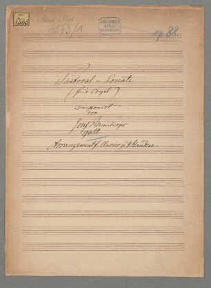 Sonate für Orgel Nr. 3 op. 88 - BSB Mus.ms. 4563#Beibd.1 : Arrangement für Klavier zu 4 Händen