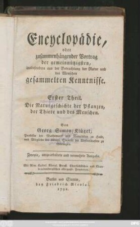 Theil 1: Die Naturgeschichte der Pflanzen, der Thiere und des Menschen