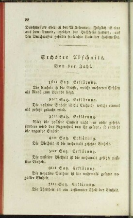 Sechster Abschnitt. Von der Zahl