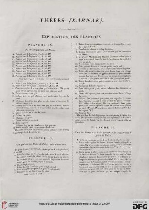 Thèbes (Karnak): Explication des planches (16-67)