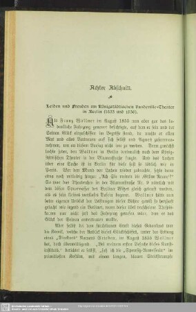 Achter Abschnitt. Leiden und Freuden am Königstädtischen Vaudeville-Theater in Berlin (1855 und 1856)