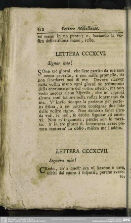 Lettera CCCXCVII. Signora mia!