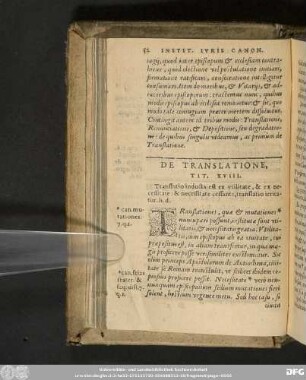 De Translatione, Tit. XVIII.
