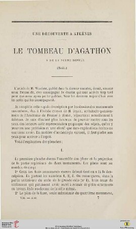 N.S. 8.1863: Une découverte à Athènes, [2] : Le tombeau d'Agathon [prè]s de la porte Dipyle