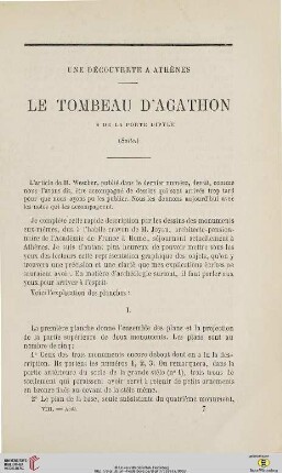 N.S. 8.1863: Une découverte à Athènes, [2] : Le tombeau d'Agathon [prè]s de la porte Dipyle