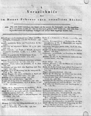 Monatsregister Februar 1802