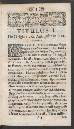 Titulus I. De Origine, & Antiquitate Germaniae