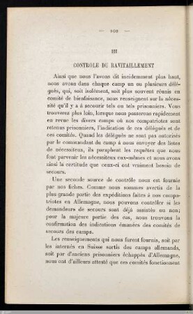 III. Controle du Ravitaillement