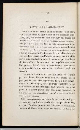 III. Controle du Ravitaillement