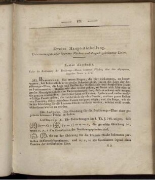 Zweite Haupt-Abtheilung. Untersuchungen über krumme Flächen und doppel gekrümmte Linien.