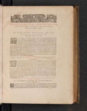 Clarissimorum Iurisconsultorum Authenticis et Feudis Loca aliquot obseruatione digna.