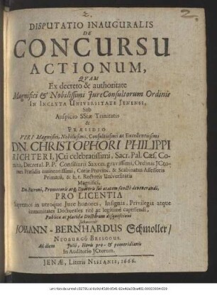 Disputatio Inauguralis De Concursu Actionum