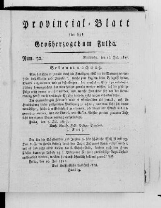 Num. 32, Ausgabe vom 16. Juli 1817