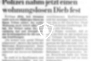 Polizei nahm jetzt einen wohnungslosen Dieb fest