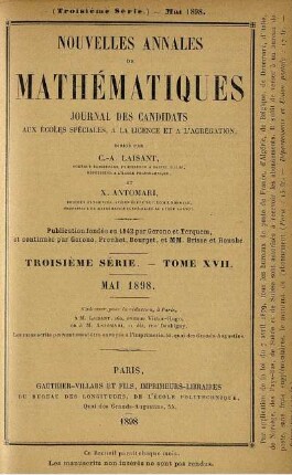 Troisième Série. Tome XVII. Mai 1898.
