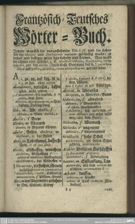 [II.] Französisch-Teutsches Wörter-Buch