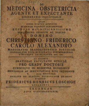 De medicina obstetricia agente et expectante dissertatio inauguralis