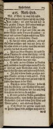 Reise-Lied. - Folgen etliche Psalmen Davids...