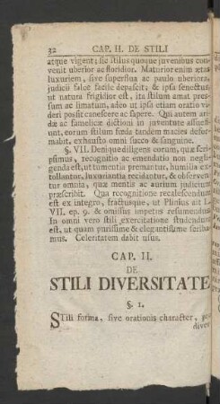 Cap. II. De Stili Diversitate