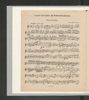 Concert für Violinie mit Orchesterbegleitung. Violino principale.
