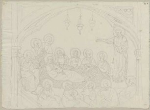 Die sterbende Maria umgeben von den Aposteln - Wandgemälde, angeblich von Giunta Pisano, im Chor in der oberen Kirche von San Francesco in Assisi