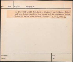 Am 12. Feb. 1868 erhält C. Rückert in Stuttgart ein badisches Patent auf sein Pauspapier