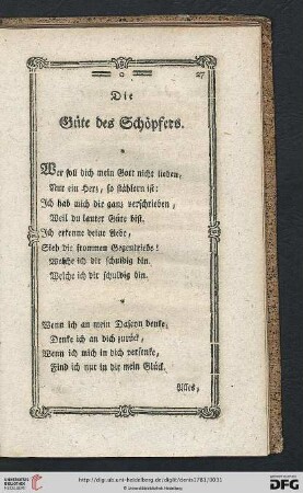 Die Güte des Schöpfers