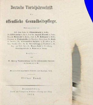 Deutsche Vierteljahrsschrift für öffentliche Gesundheitspflege : Organ des Deutschen Vereins für öffentliche Gesundheitspflege. 11. 1879