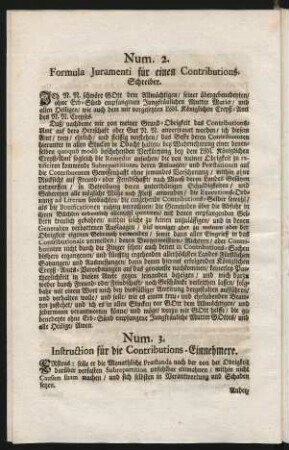 Num. 2. Formula Iuramenti für einen Contributions-Schreiber.
